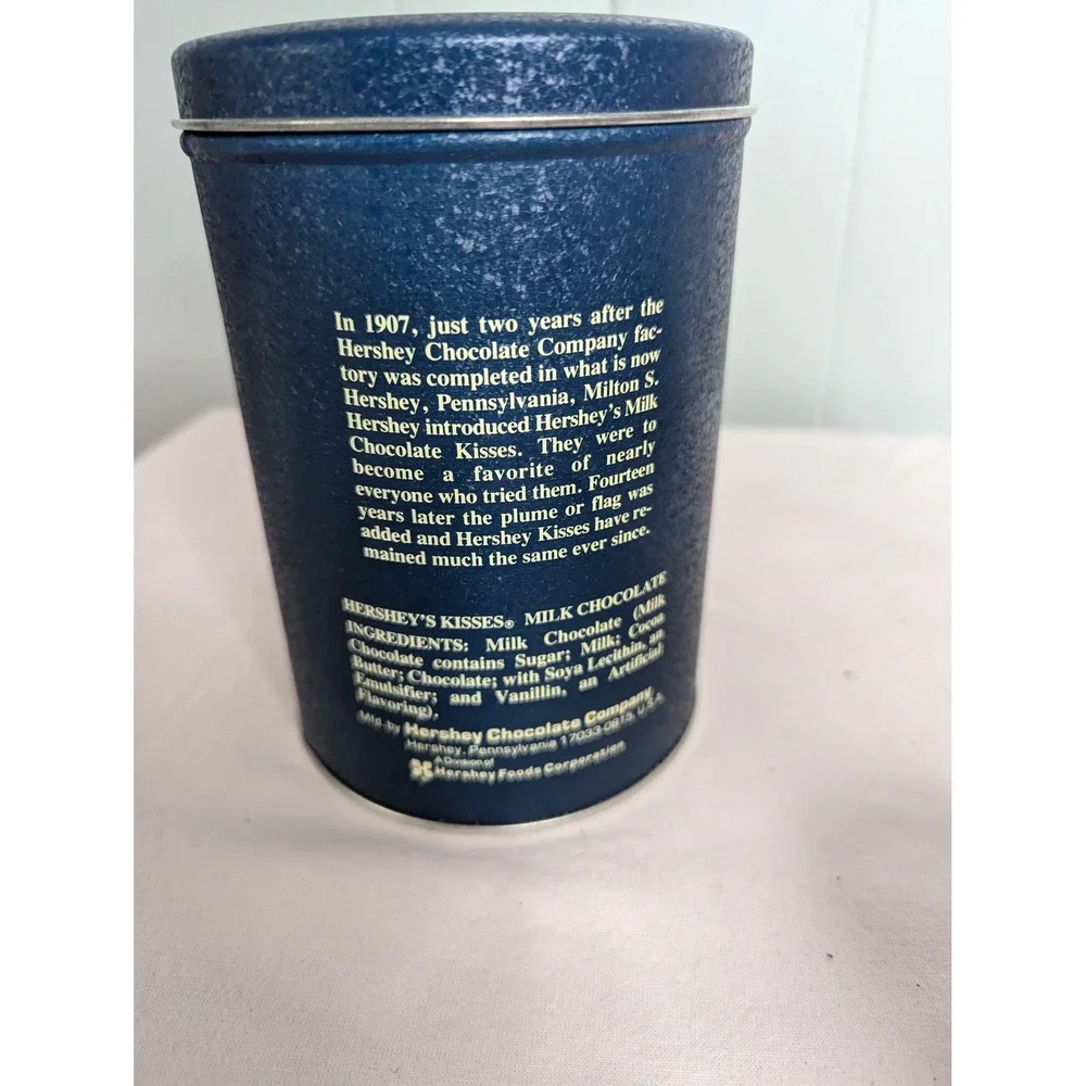 Vintage design Hershey Kisses chocolates 1980's EMPTY canister tin‎